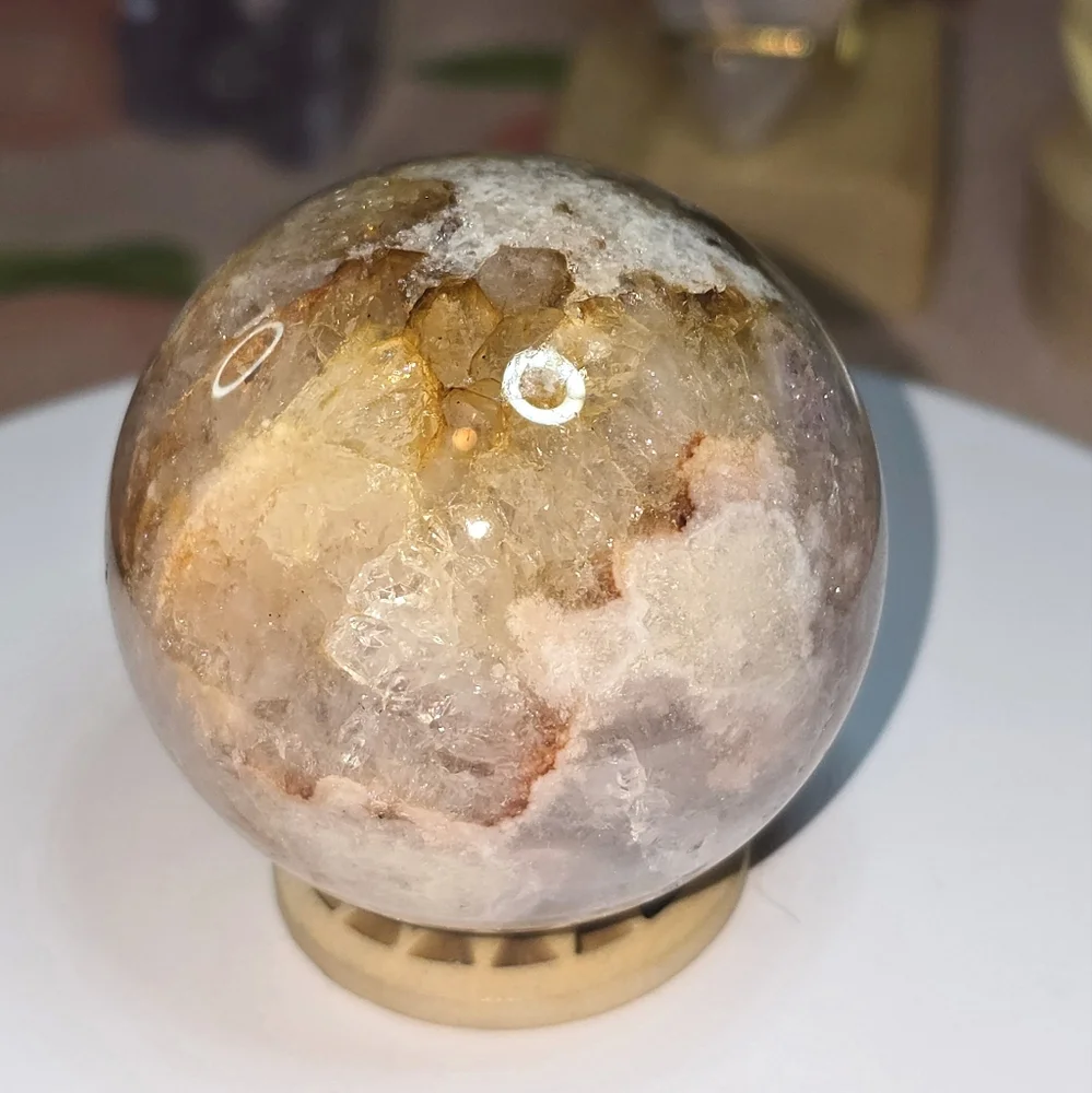 Pink Amethyst Flower Agate Sphere - Picture 2 of 6